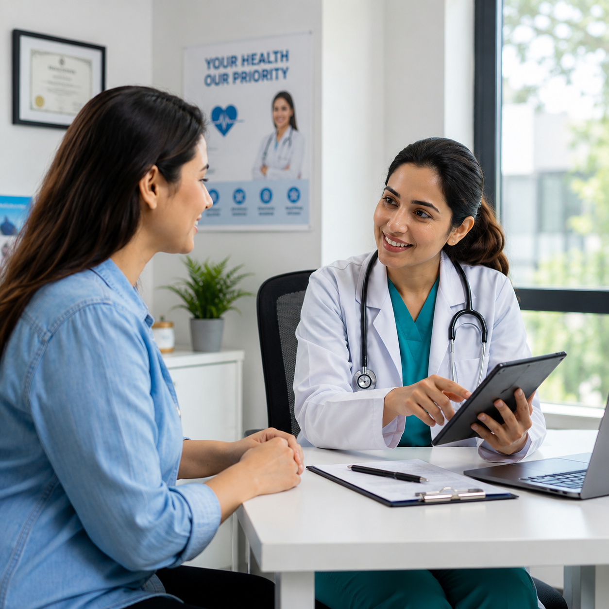 Medical professional reviewing patient records